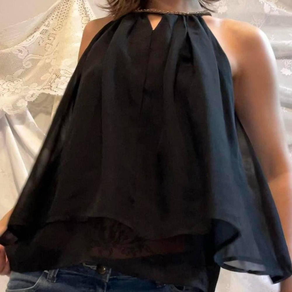 Vintage 2000s layered Chiffon like babydoll halter top